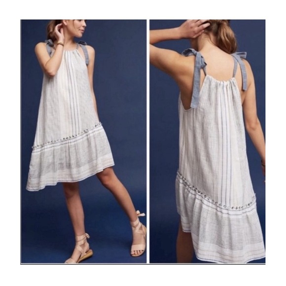 Maeve Anthropologie Women's Miller Yarn Dye Striped‎ Beach Dress Colorful Large - Picture 1 of 16